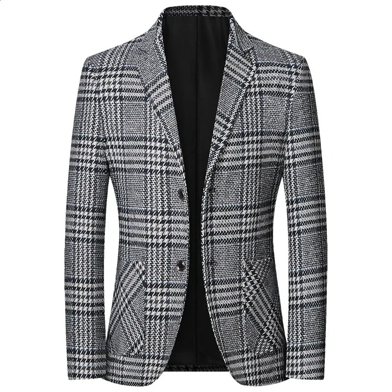 Men Plaid Business Casual Blazers Jackets Spring Autumn Suits Coats High Quality Male Slim Fit Blazers Jackets Coats Size 4X 241220