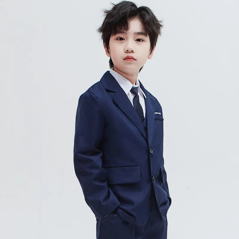 Teen Boys Blazer Jacket for Kids School Host Autumn England Style Suit Blazers Piano Performance Coat Kids Black Navy Costumes 241223