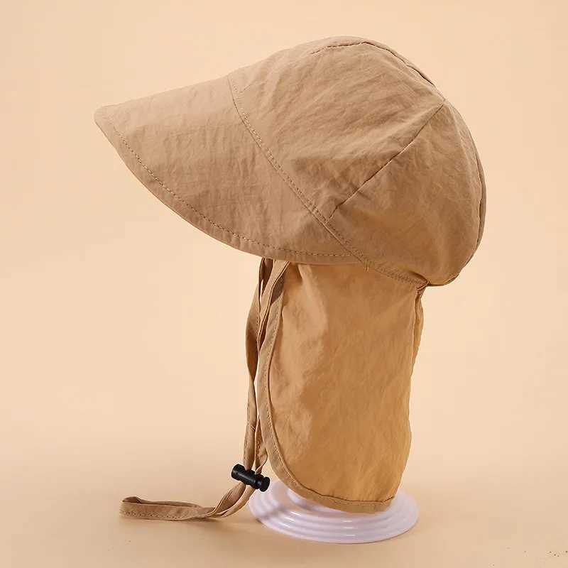 Caps Hats New summer toddler sun hat with Shawl soft Brim quick drying outdoor activity hat suitable for 1-3Y boys and girls beach UV protection hat H