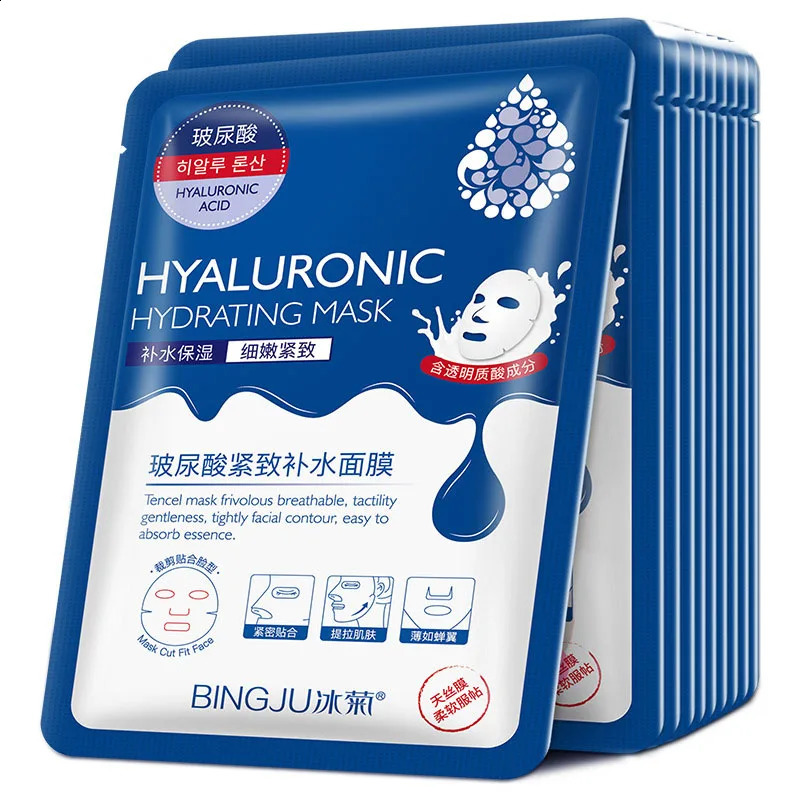 20pcs Hyaluronic Acid Collagen Face Mask skincare Moisturizing Firming Hydrating Facial Masks Sheet Mask Korean Skin Care 241223