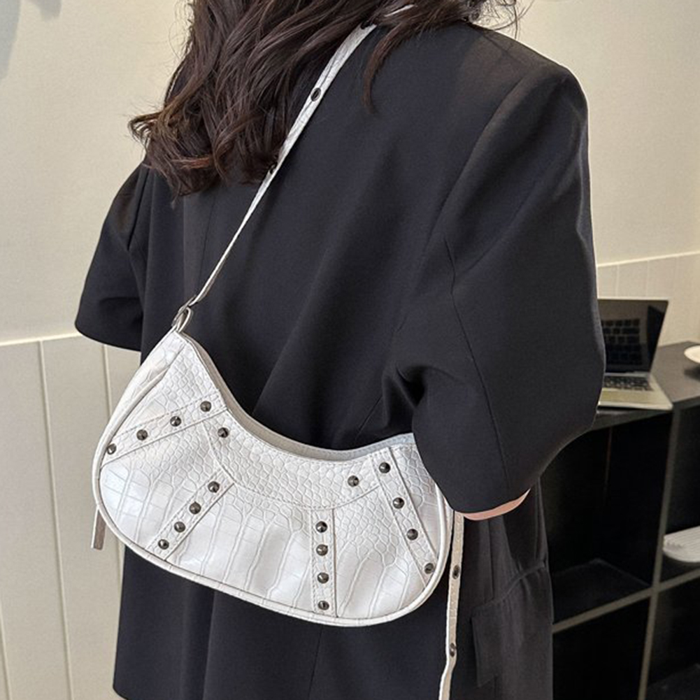 Fashion Women Shoulder Bag Armpit Bag Design Underarm Bag Rivet Saddle Bag Solid Color Messenger Bag Hobos Handbags Y2K Purse