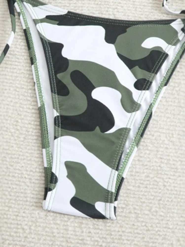 OIINAA Sexy Swimwear Women Bikinis Set Camouflage Printed Two-pieces Female Swimwear Lace Up Fashion Bathing Beachwear HolidayXJ241223