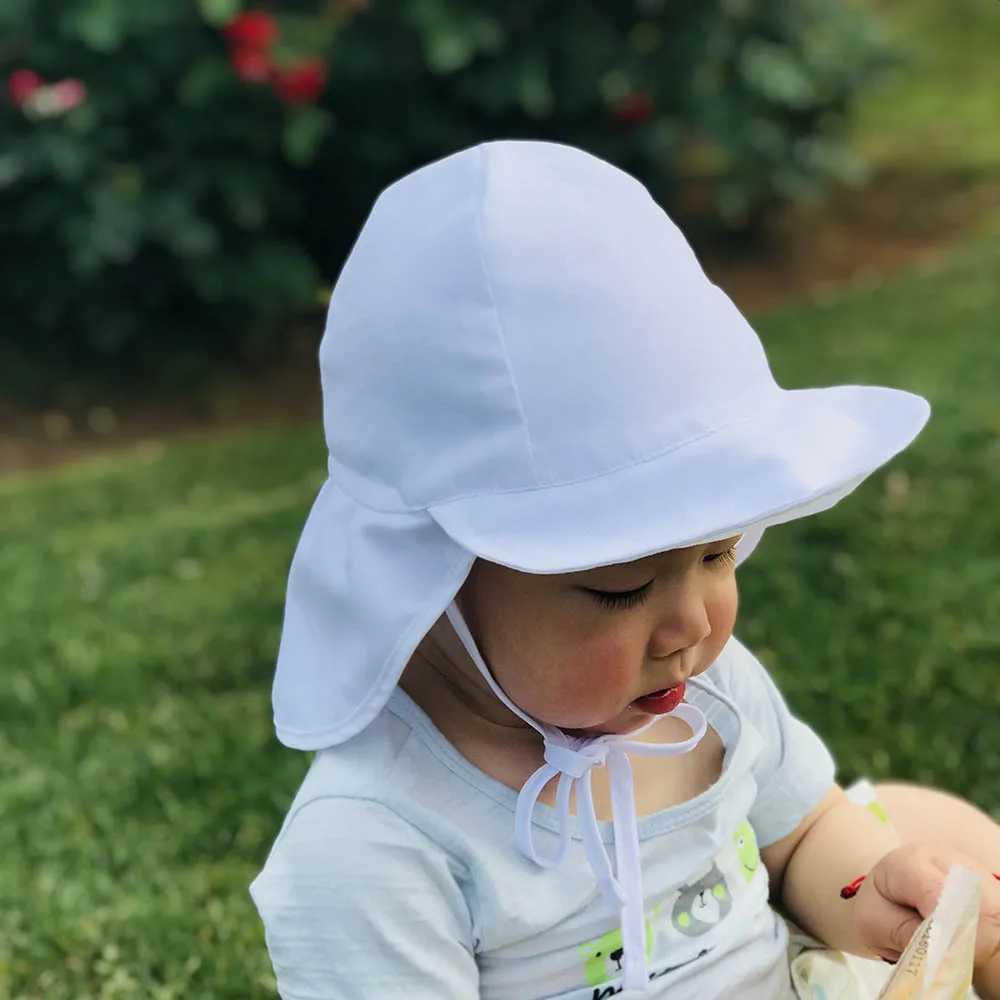 Caps Hats Quick drying childrens bucket hat suitable for children aged 3 months to 5 years old wide brown beach UV protection outdoor basic sun hat H2