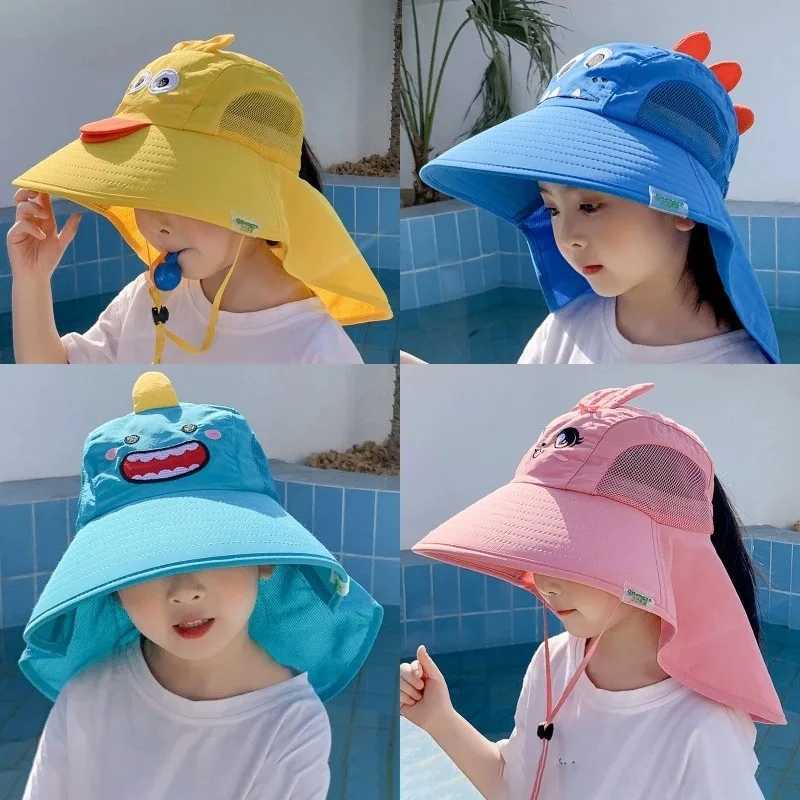 Caps Hats Outdoor childrens summer hats childrens sun hats neck earmuffs sun protection beach hats childrens boys and girls flip caps H241223