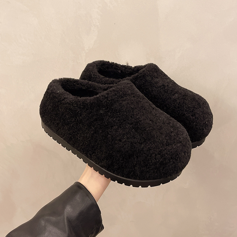 Winter New Designer Baotou Plush Women's Shoes Outdoor Round Head Deep Mouth Leopard Pattern Suede Thick Bottom Shoes Casual Anti Slip And Wear R