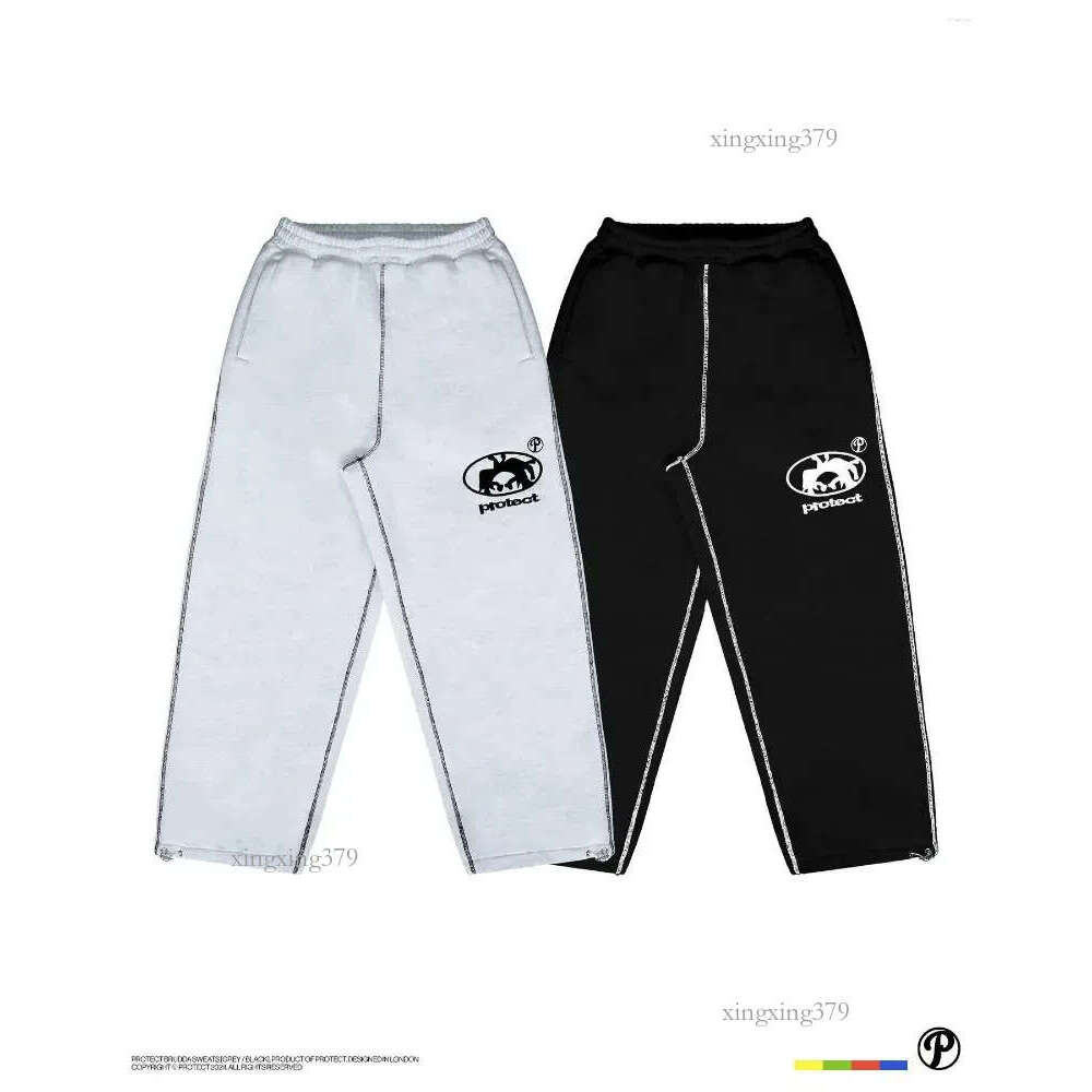 Mens Pants Streetwear Protect Jogger Sweatpants Womens Harajuku Gothic Letter Graphic Embroidery Elastic Waist Baggy Trousers Drop Del Otwgj