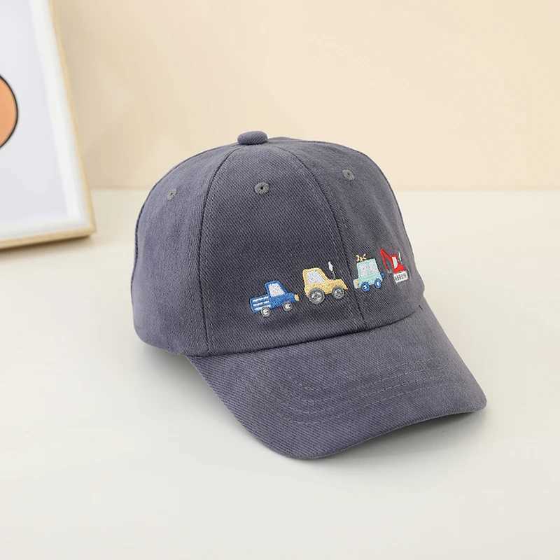 Caps Hats 2024 School Boys Baseball Hat Bulldozer Excavator Embroidery Childrens Outdoor Summer Hat 2-8 Year Baby Sports Hat H241223