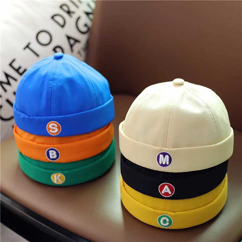 Caps Hats Baby solid color letter Docker hat retro embroidered velvet free hat skull hat summer hip-hop childrens dome bean hat H241223