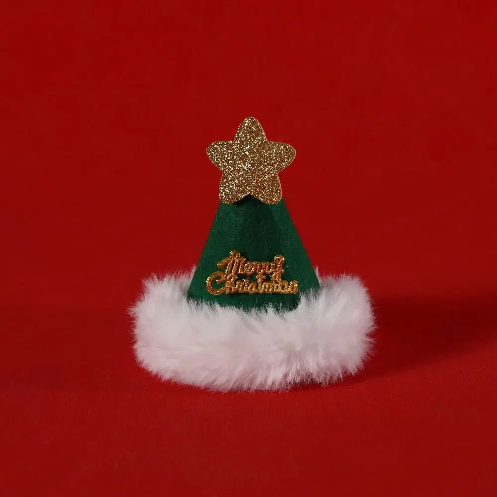 2Pcs Cute Kitten Dress Up Accessories Christmas Tree Bat Triangle Scarf Christmas Bib Hat Set Santa Claus Felt Dog Headwear 241212