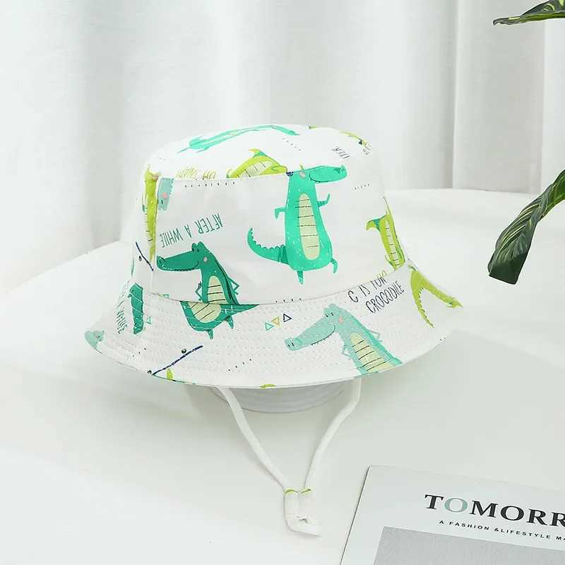 Caps Hats 2022 New Panama Summer Baby Hat Cartoon Boys Fisherman Hat Baby Sun Hat Outdoor UV Bucket Hat Preschool Children Panama Sun Hat H241223