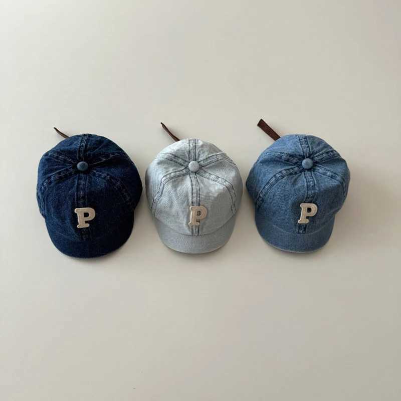 Caps Hats Retro denim baseball cap baby letter short brown sun hat summer adjustable childrens boys girls toe cap H241223