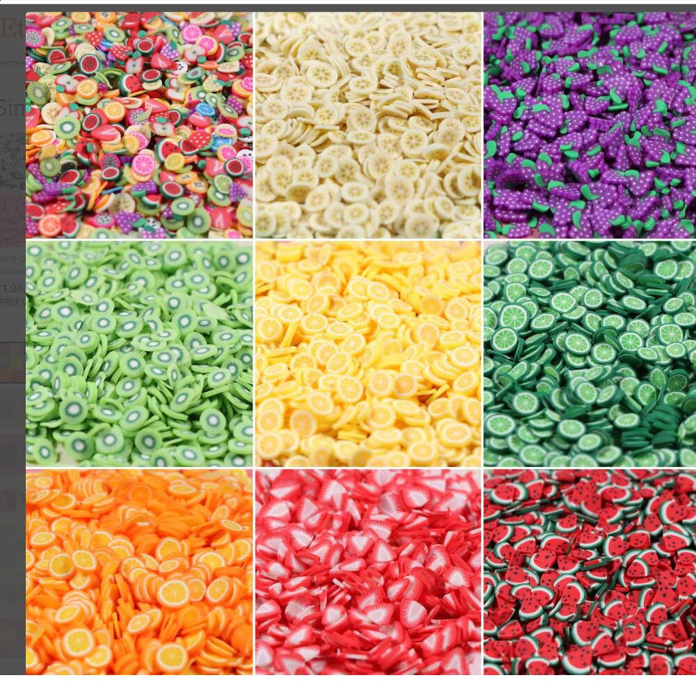 1000pc-240Pc Nail Fruit Slices Polymer Clay 3D Fruit Slices Sticker Fruit Slices Sticker Polymer Clay Nail Manicure Accessories 241223