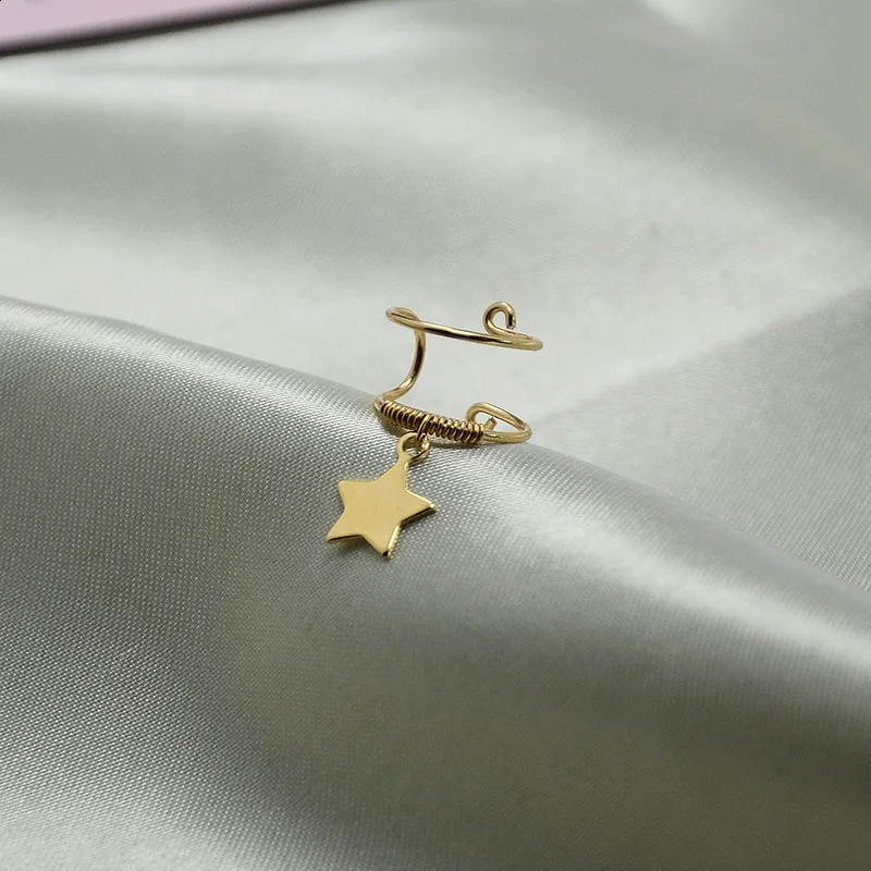 Domino Handmade DOUBLE WRAP Clip Earrings Fatimas hand Ear Cuff Lock Key Star No Piercing Hollow out Star Cartilage Cuff 241220