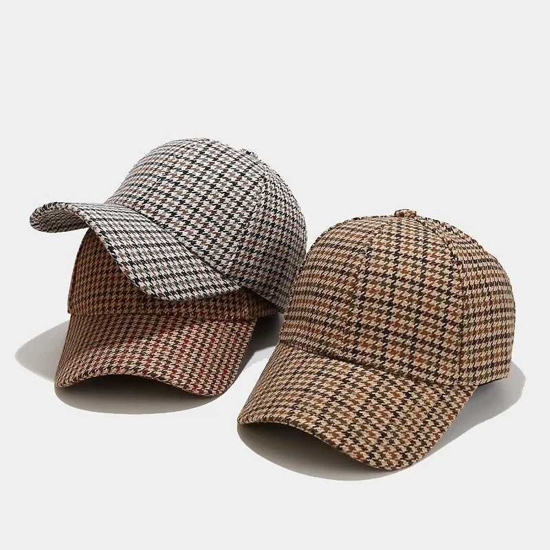 Unisex Luxury Brand Brown Hound Stone Mens Baseball Hat UK Plaid Designer Hat Bone Truck Hat Casquette Homme Z241222
