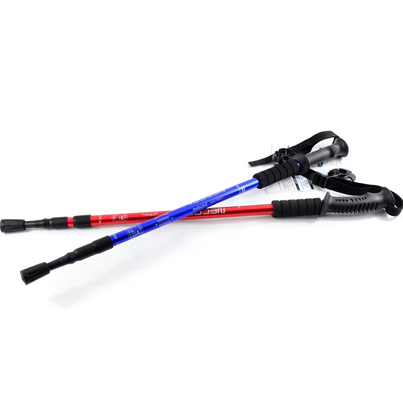 Outdoor Alpenstock Climbing Stick 4 Section Aluminum Telescopic Walking Stick Cane