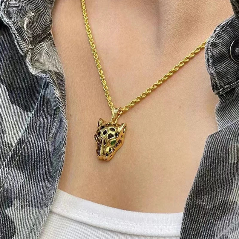 AU750 Real 18K Gold Leopard Pendant Necklace Pure Gold Animal Pendant For Men And Women Party Fashion Fine Jewelry 241220