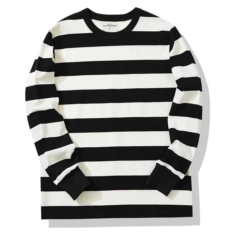 High Quality Polyester retro striped long sleeved T-shirt for mens autumn navy blue classic casual and comfortable floral top mens clothing top Y2K T2