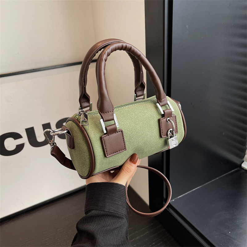 Free shipping 2025 New Single Shoulder Bag for Women black brown Matte Boston Cylinder Bag crossbody handbag
