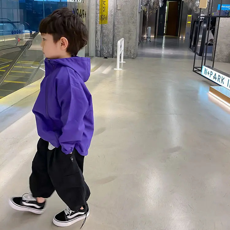 Autumn Girls Boys Casual Windbreak Hooded Jacket Baby Kids Children Outerwear Coat 241223