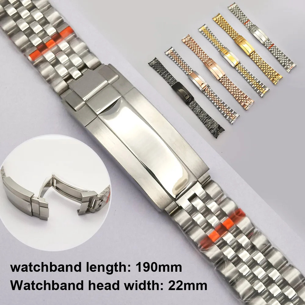 20mm stainless steel bracelet watch band folding buckle Curved end straps banding Fit GMT Case 241220