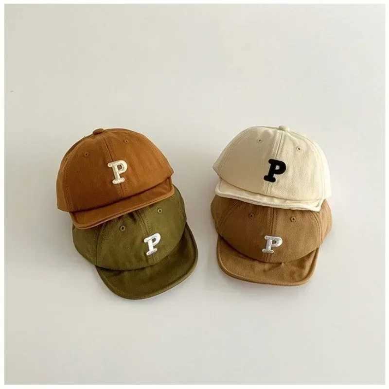 Caps Hats Letter C/P Baby Baseball Hat Summer Soft Cotton Baby Baseball Hat Solid Color Adjustable Preschool Sun Hat H241223