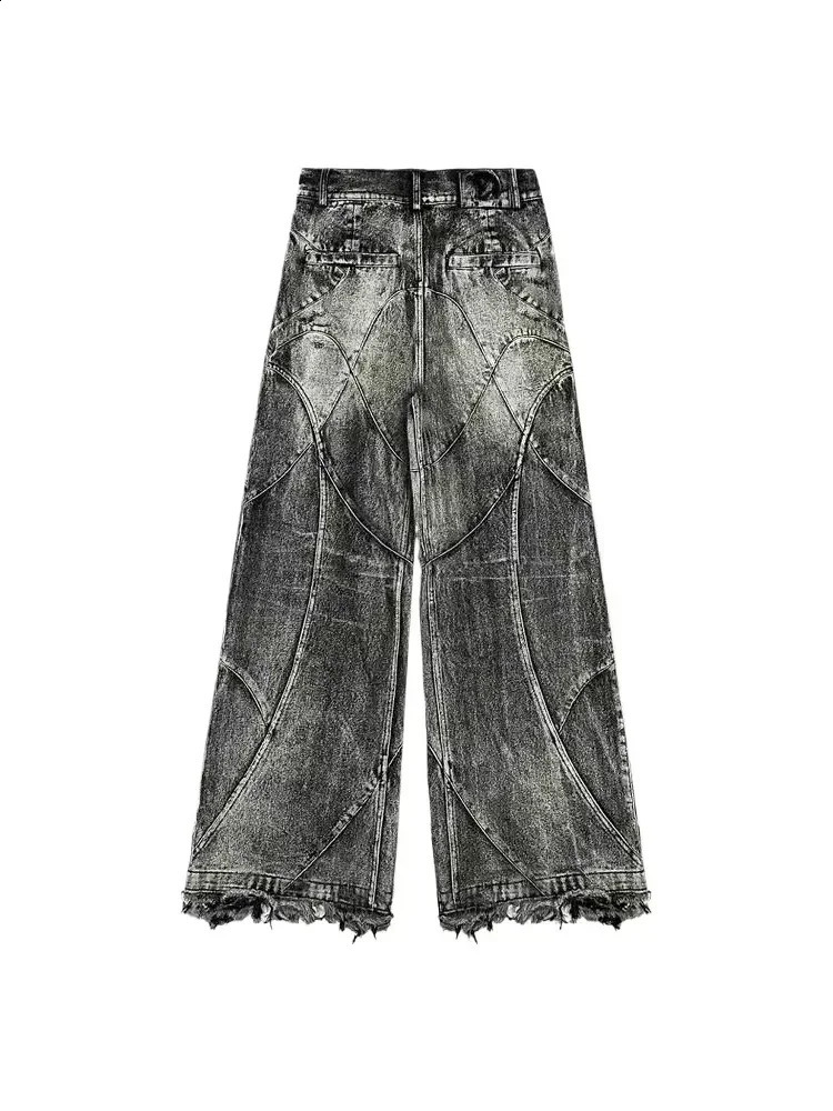 HOUZHOU Y2k Streetwear Punk Hip Hop Jeans Women Grunge Baggy Ripped Denim Trousers Gothic Vintage Distressed Wide Leg Goth 241218