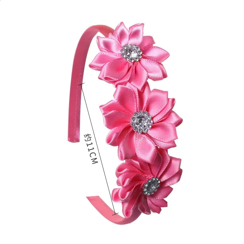 Childrens Flower Headband Solid Hair Band Silky Satin Ribbon Hair Hoop Headband Decorative Floral Headwear for Girl Toddler Kid 241223