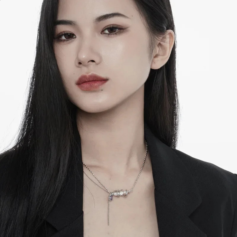 Ables Chic Solid 925 Silver Multi Strand Chain Zircon Pearl Accent Original Woman Necklace Y1S2N1001 241220