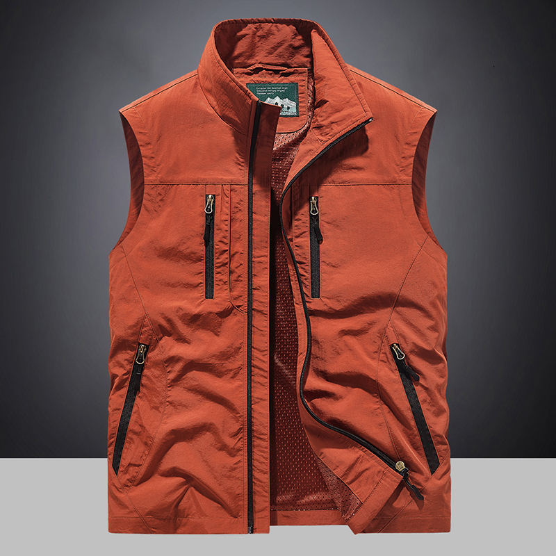 6XL Plus Size Men's Summer Outdoor Hiking Tactical Multi-pocket Lightweight Soft Shell Utility Travel Safari Cargo Vest Men