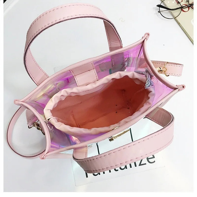 Women Transparent Laser Bag Shopper PVC Crossbody Shoulder Bag Handbag Bags for Women 241223
