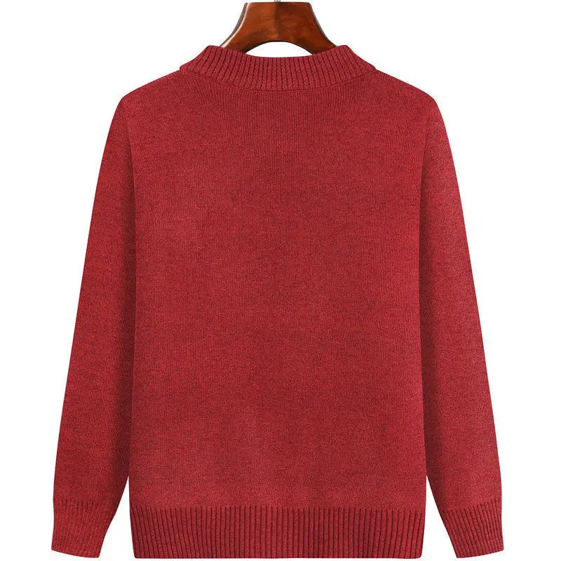 Middleaged Grandma Autumn knitting cardigan jacket Fashion Loose Longsleeve Pocket Sweater Coat Singlebreasted Warm Outwear 241220