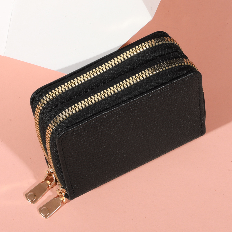 Women Short Style Lycheepattern Fashion Large Capacity Multi Caroslot Coin Purse With Zipper