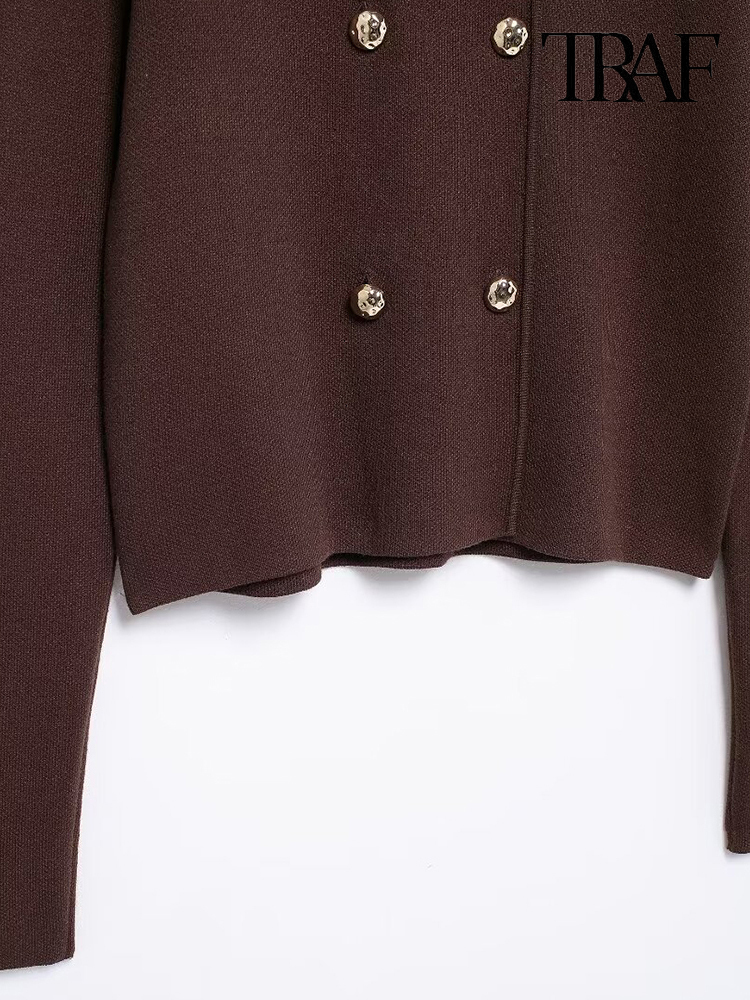 Women's Fashion Fall And Winter New Simple Style Solid Color Soft Long Sleeve Double-Breasted Knitted Cardigan