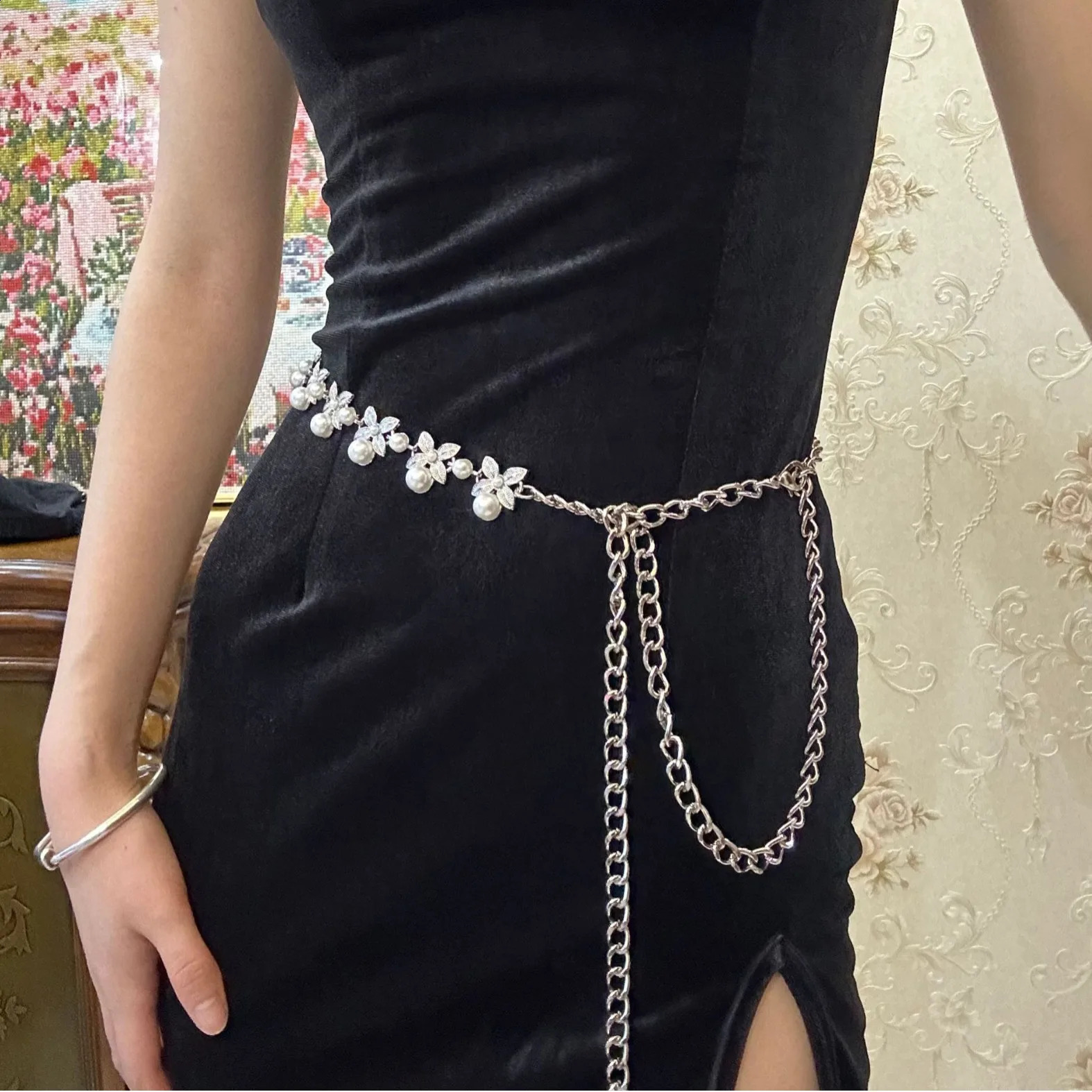 Retro Maam Pearl Body Belly Metal Waist Chain Fashion Style Charm Waist Chain Jewelry Chain Waist Belt Accesories Freeze 241220