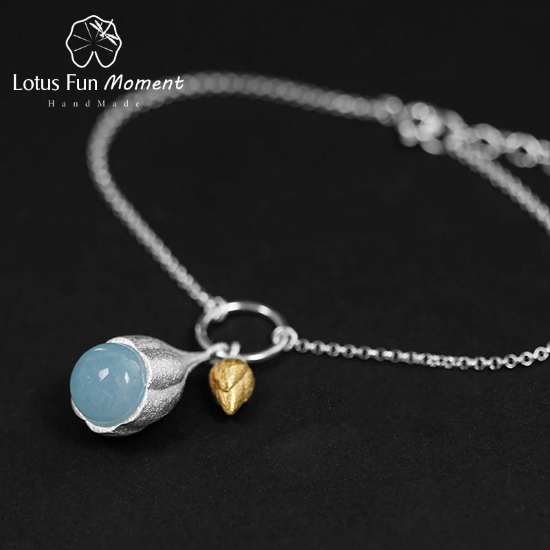 Lotus Fun Moment Real 925 Sterling Silver Natural Stone Handmade Fashion Jewelry Elegant Lotus Buds Bracelets for Women 241220
