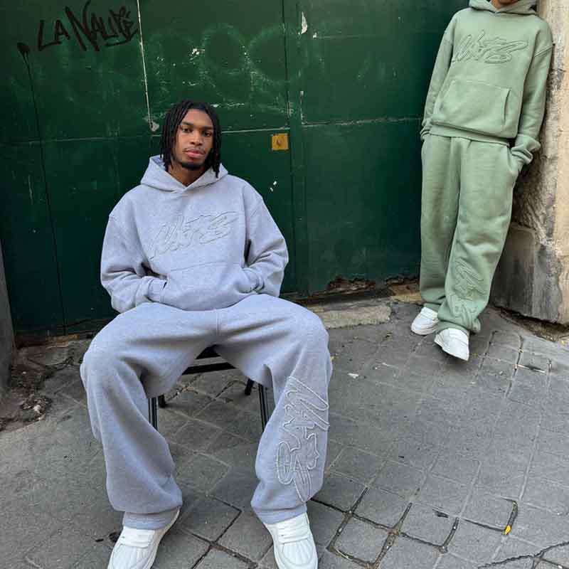 Y2K street niche hip-hop style with personalized and creative letter print pullover hoodie set