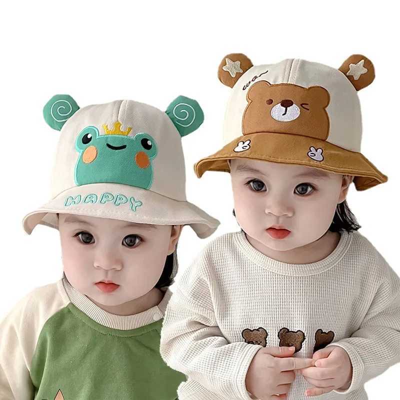 Caps Hats Baby boy sun hat children summer fisherman hat baby girl sun hat cute bear cartoon frog children bucket hat H241223
