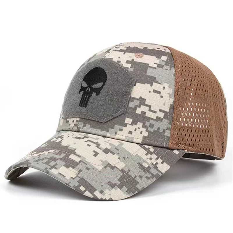 Caps Hats Baseball Hat Camouflage Truck Hat Outdoor Sports Hiking Hunting Combat Painted Adjustable Grid Snap Sun Hat H241223
