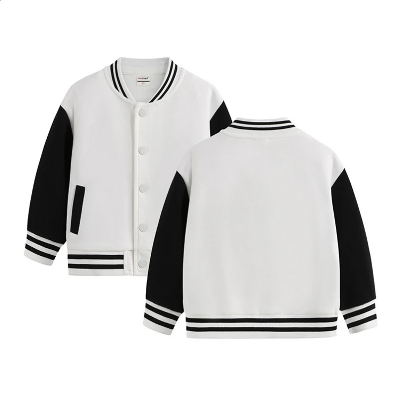 Winter Boys Baseball Uniform Solid Color Girls Coat Children Clothes Casual Loose Long Sleeve Jackets Warm Kids Outer Wear 241223