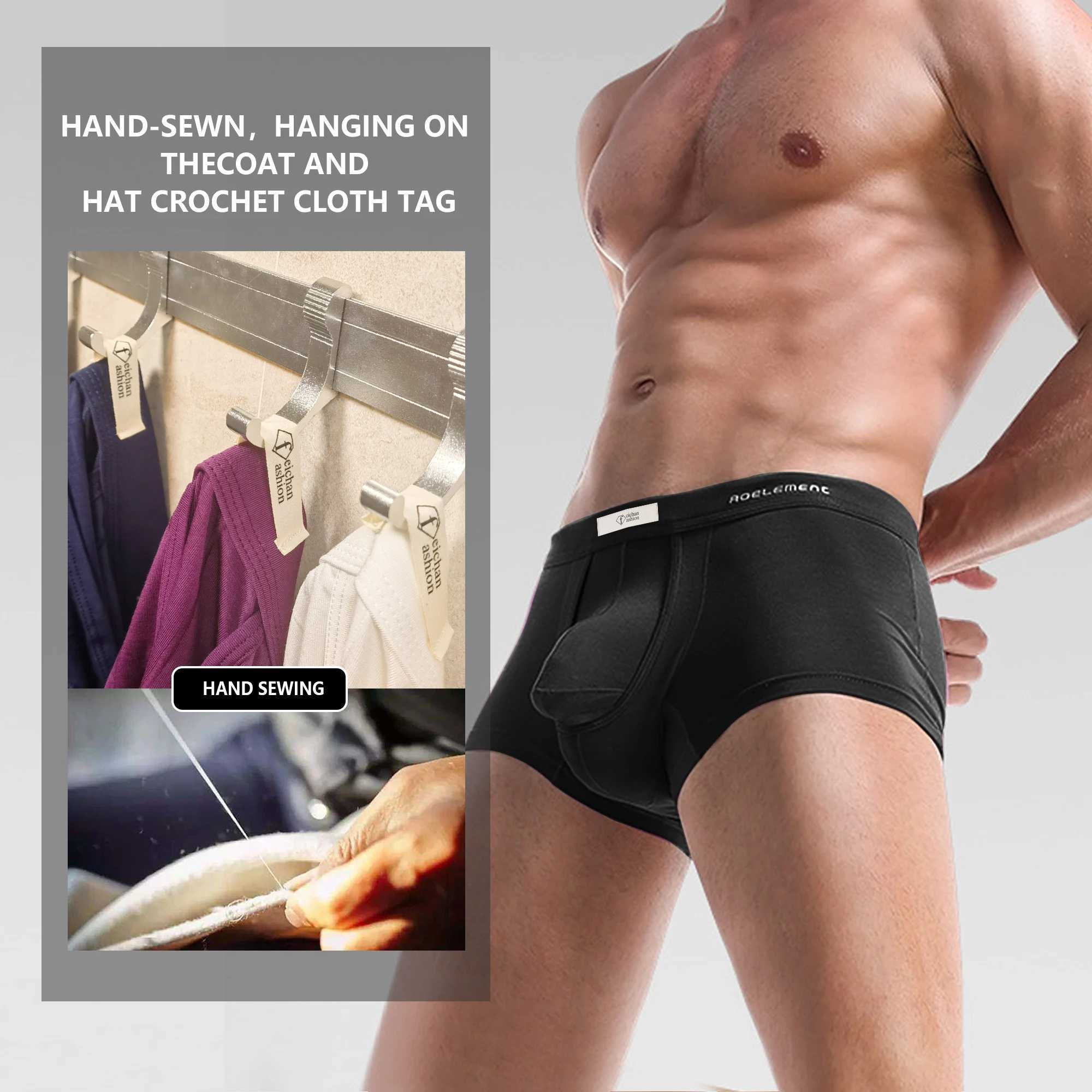 Mens underwear inflation enhanced boxer briefs Mens breathable elephant trunk fly dual pockets provide separation spiral physiology W241223