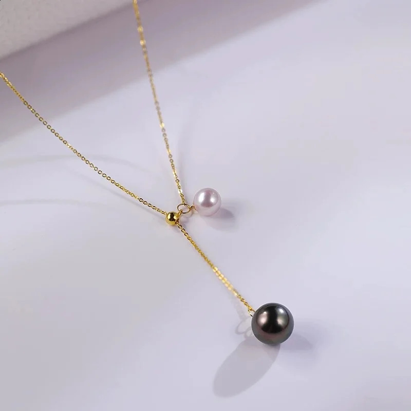 Fine Jewelry Pure 18K Gold Necklace Pendant AU750 Natural Freshwater Pearl Tahiti pearl Elegant Womens Gift Pure Banquet X730 241220
