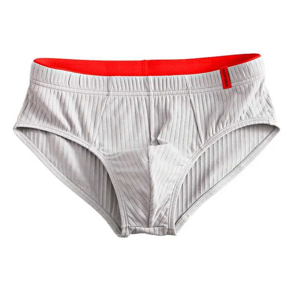 Mens mid waist elastic soft breathable anti-corrosion U-shaped conveyor striped solid color casual mens underwear W241223