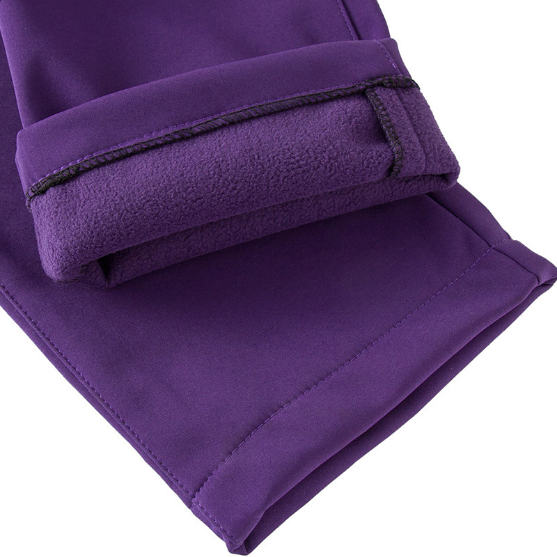 Outdoor soft shell assault pants for men waterproof and windproof skiing pants thickened warm with fleece pants solid color outdoor hiking pants for w