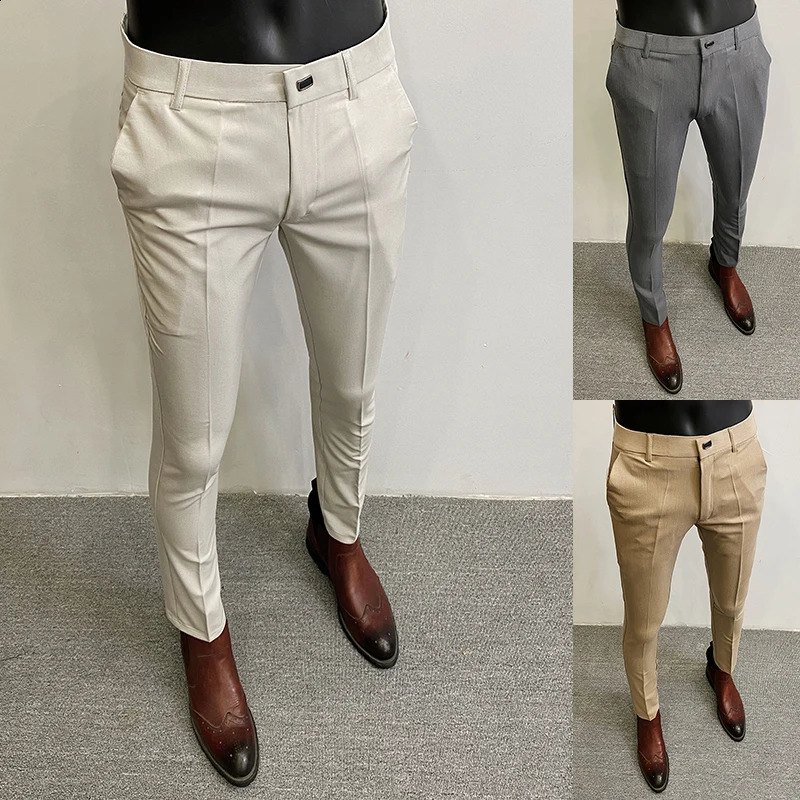 Men Suit Pants Dress Pantalone Hombre Stretch Slim Formal Trousers Cala Masculina Solid Color Casual Pants Fashion Men Clothing 260311