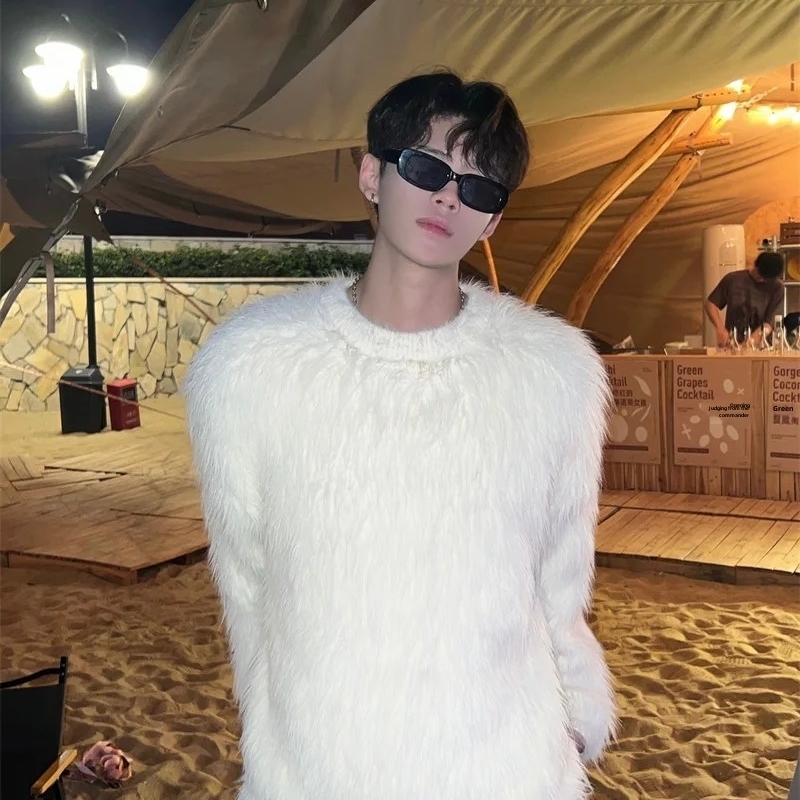 Guotai and Elegant Sweater Mens 2024 AutumnWinter Style Warm Lazy Loose Round Neck Knitted Top 241211
