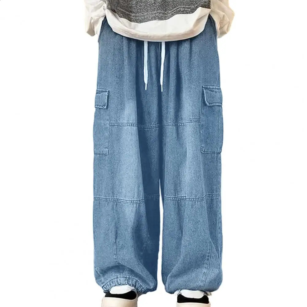 Men Jeans Wide Leg Denim pants Loose Straight Baggy Mens Jeans hip hop Streetwear Skateboard Neutral denim Trousers Cargo jeans 241223