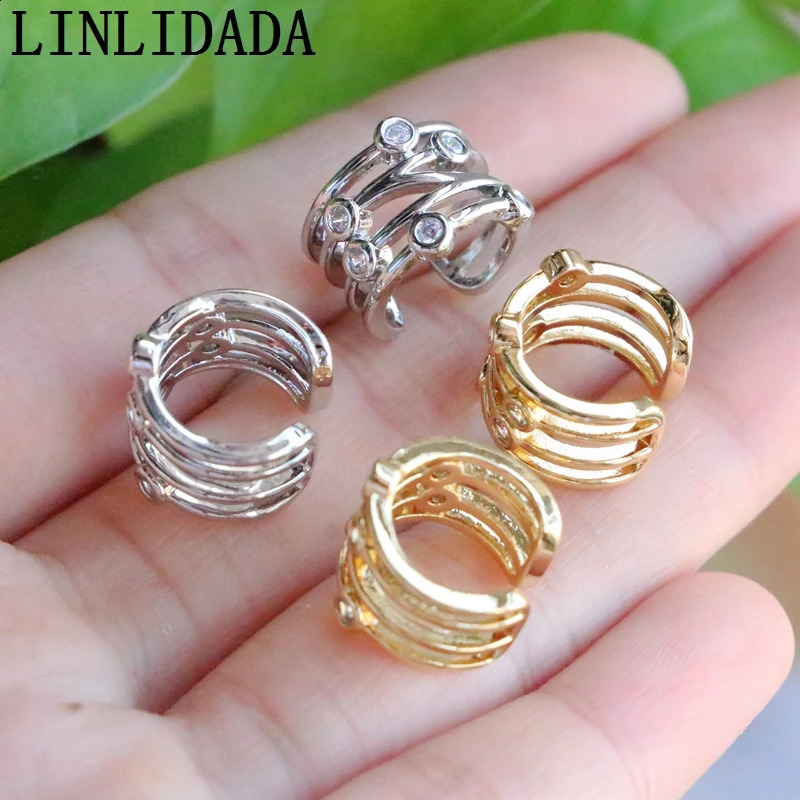 10Pairs Elegant 18k Gold Plated Inlaid Cubic Zirconia Multilayer Ear Cuff Simple Clip-on Earrings Female Cartilage Ear Jewelry 241220