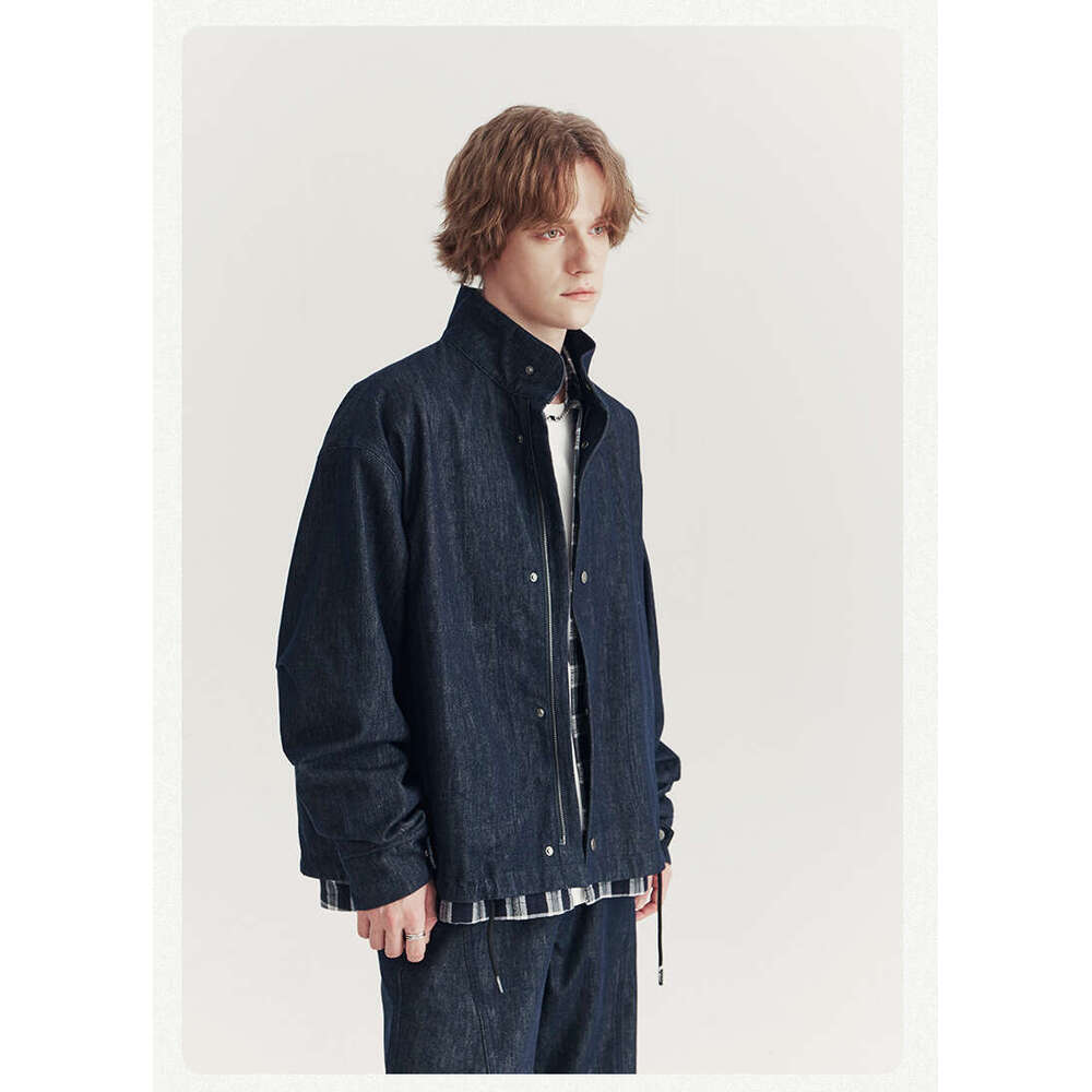Men's Wear Autumn/Winter New Washed Denim for Men, Trendy, Rascal, Handsome, High End, Wide Pine Stand Collar Jacket
