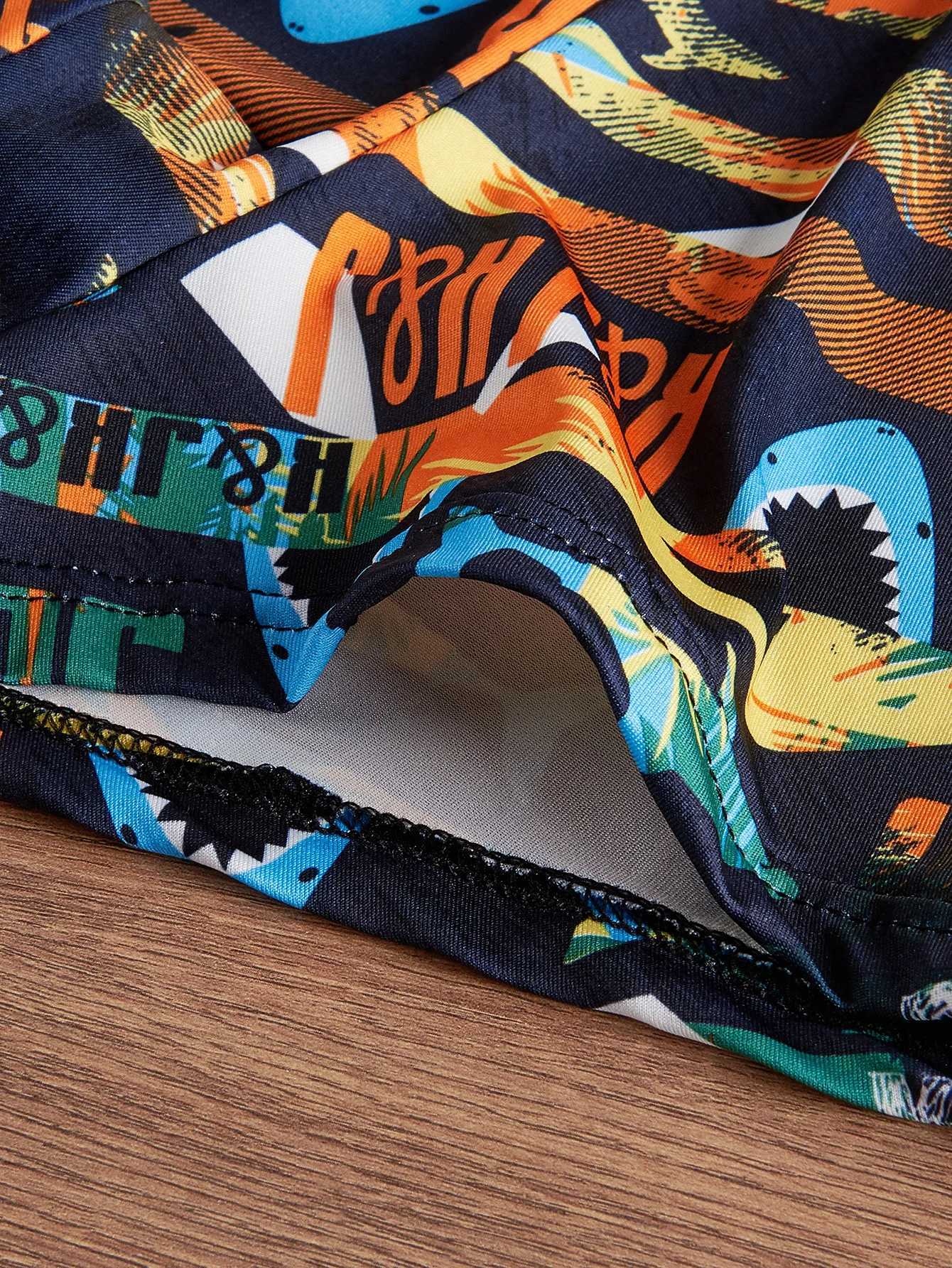 4 packs of shark print mens intimate casual boxing shorts breathable and comfortable elastic boxing shorts sports shorts W241223