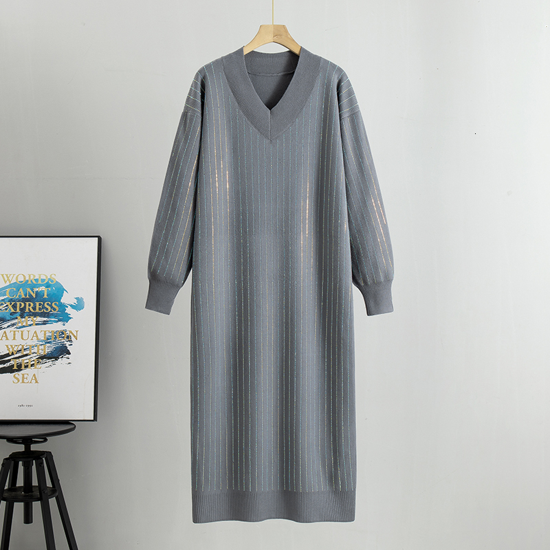 Spring Long Sleeve Party Midi For Women V Neck Elegant Sweater Dresses Ladies Slim Waist Knitted Dress